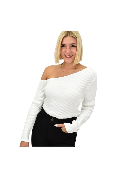 Potre Damen Langarm Pullover Weiß