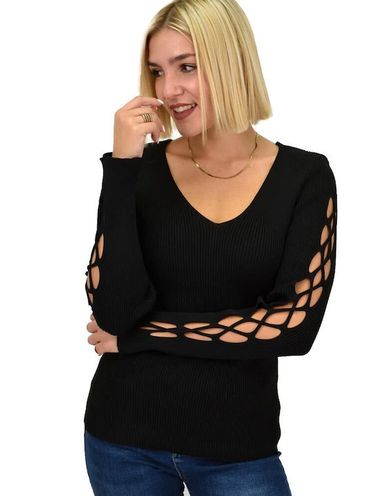 Potre Women's Blouse Long Sleeve with V Neck Black