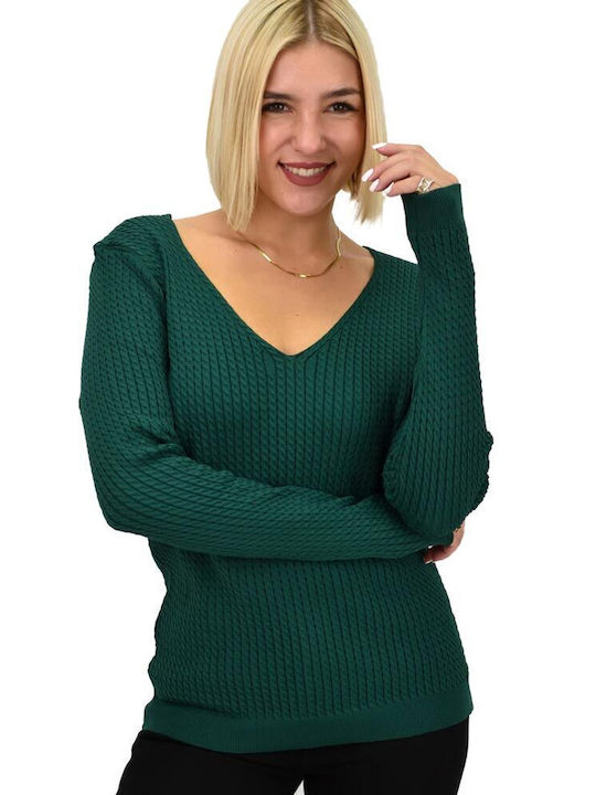 Potre Women's Blouse Long Sleeve with V Neckline Green