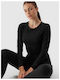 4F Women's Summer Blouse Cotton Long Sleeve Black