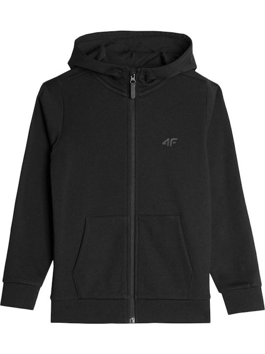 Kids Sweatshirt Cardigan Cotton with Hood Black