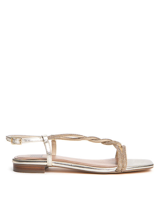 Bibilou Leather Women's Sandals with Strass Gold