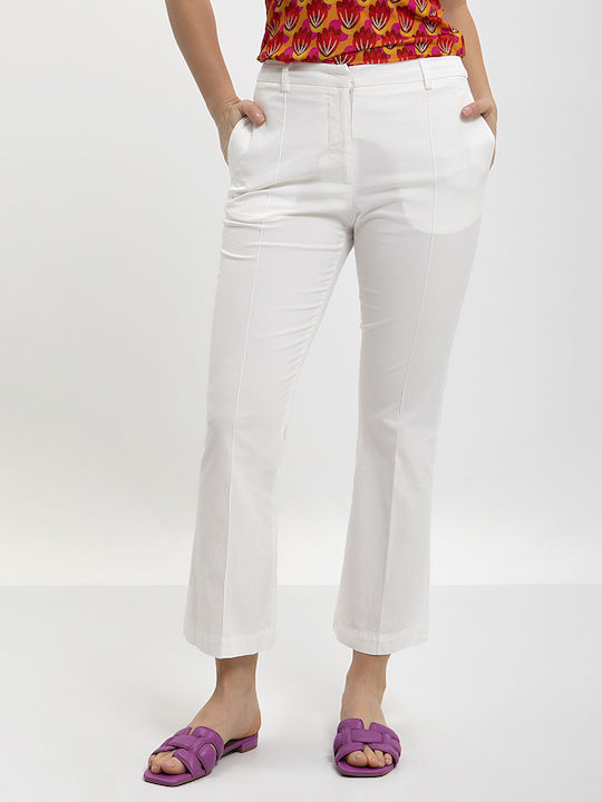 Maliparmi Women's Cotton Capri Trousers Flare White