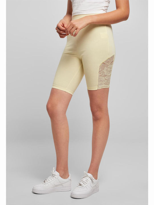 Frauen Kurze Hosen Leggings Hochgeschnitten Gelb