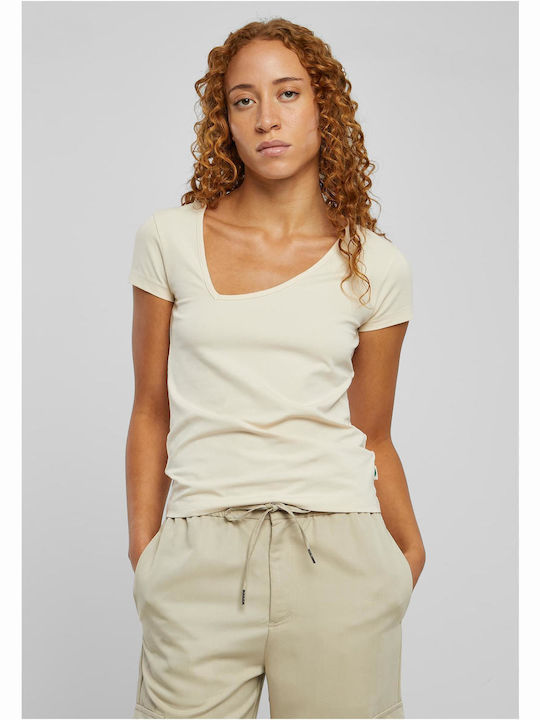 Urban Classics Women's Blouse Cotton Short Sleeve Beige