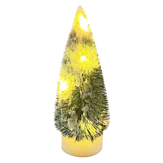 Christmas Decorative Snowy Illuminated Tree 12cm Battery Green