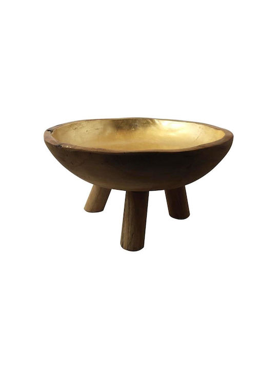Artekko Teak Διακοσμητικό Μπωλ Ξύλινο Χρυσό 30x30x15cm