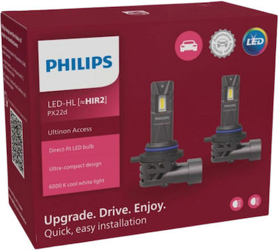 Philips Λάμπες Αυτοκινήτου Ultinon Access HIR2-9012 Canbus LED 6000K Ψυχρό Λευκό 12V 20W 2τμχ