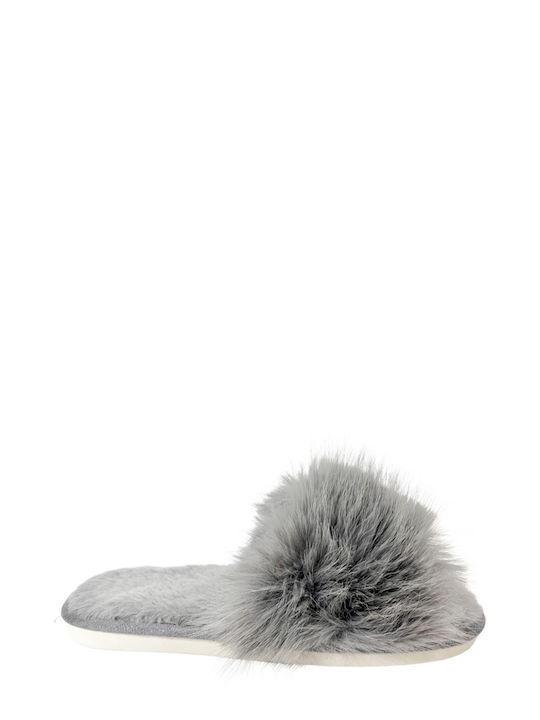 Ligglo Winter Women's Slippers with fur in Gray color