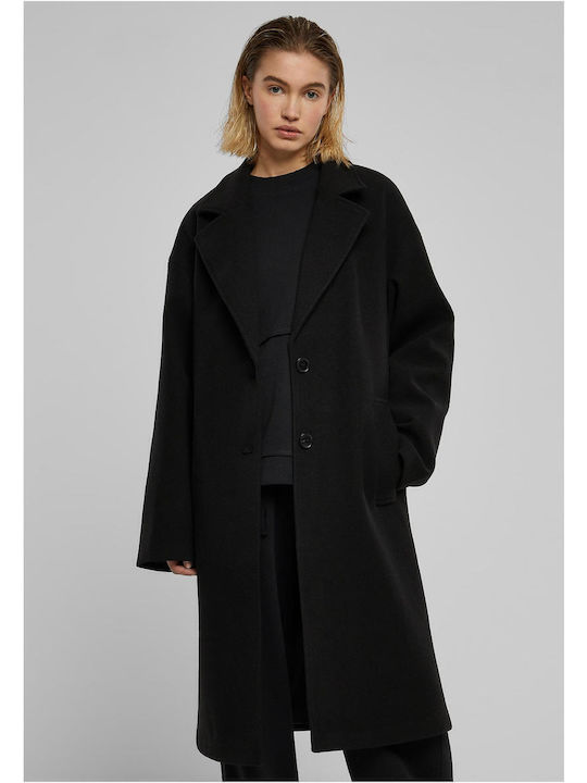 Lang Damen Puffer Jacke für Winter Schwarz