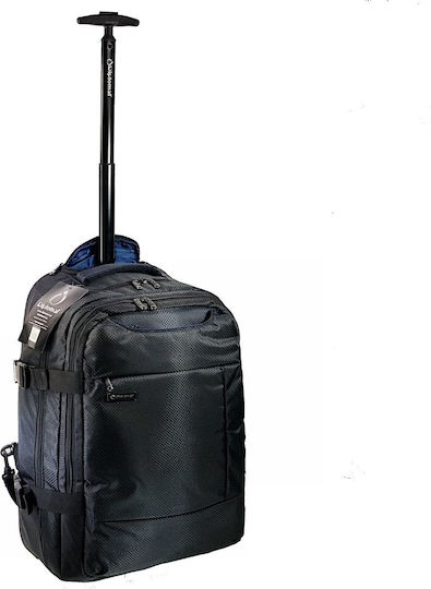 Diplomat Geantă Voiaj Înapoi 48lt Neagră Cu Roți Din Țesătură M40xL25xH55cm