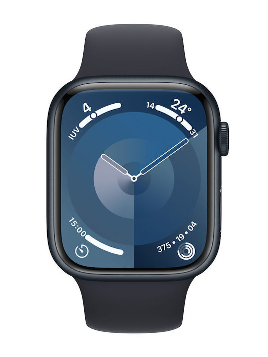 Apple Watch Series 9 Cellular Aluminium 45mm Αδιάβροχο με eSIM και Παλμογράφο (Midnight με Midnight Sport Band (M/L))