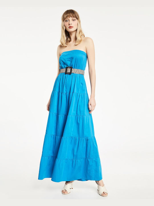 Gaudi Maxi Kleid mit Rüschen Blau