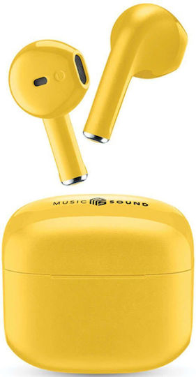 Cellular Line Swag Earbud Bluetooth Handsfree Ακουστικά με Θήκη Φόρτισης Κίτρινα