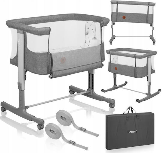 Lionelo Люлка Aurora с Матрак, Странично Отваряне и Колела Grey Concrete
