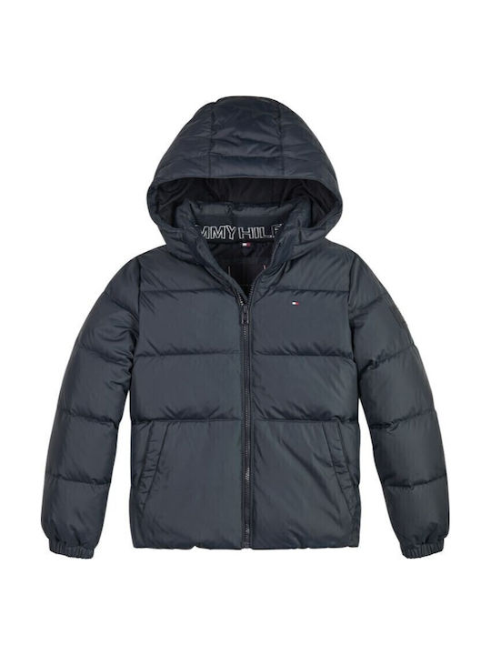 ESSENTIAL DOWN Πουπουλένιο Παιδικό Casual Μπουφάν με Κουκούλα Navy Μπλε