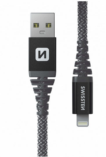 Swissten Braided USB-A to Lightning Cable Μαύρο 1.5m (71543010)