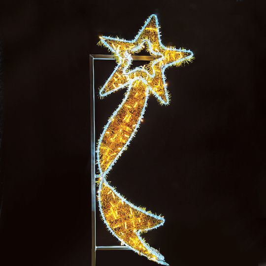 Aca Falling Star With Ribbon Χριστουγεννιάτικο Κρεμαστό Αδιάβροχο Αστέρι Φωτιζόμενο Πλαστικό Θερμό Λευκό 60x60x150εκ.