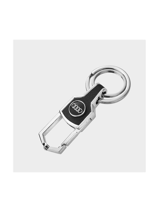 Audi Keychain for Photography Leather Silver