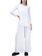 Damen Stoff Hose in Weitem Schnitt Beige
