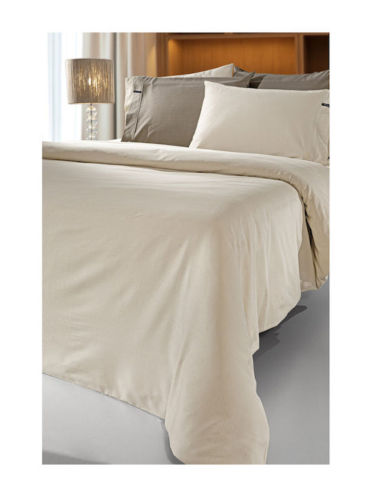 Guy Laroche Minimal Super Double Cotton Satin Duvet Cover 225x245 Natural