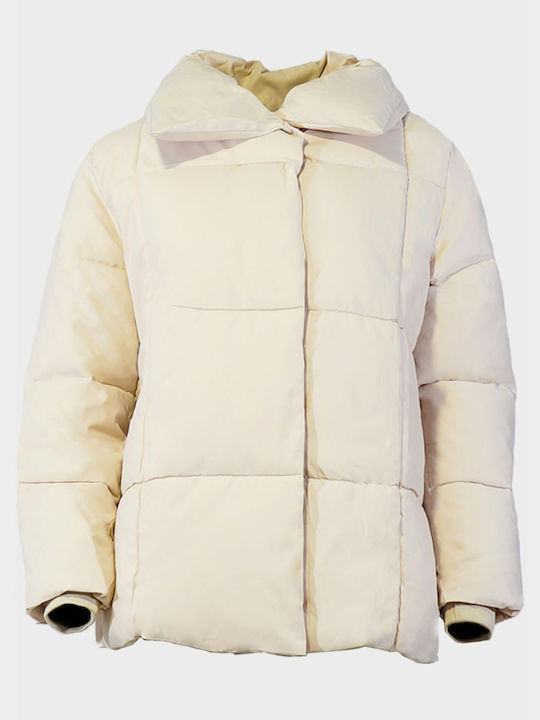 G Secret Women's Short Puffer Jacket for Winter White