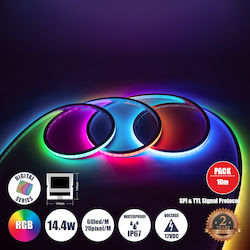 GloboStar Αδιάβροχη Ταινία Neon Flex LED Τροφοδοσίας 12V RGB με το Μέτρο και 60 LED ανά Μέτρο με Τροφοδοτικό