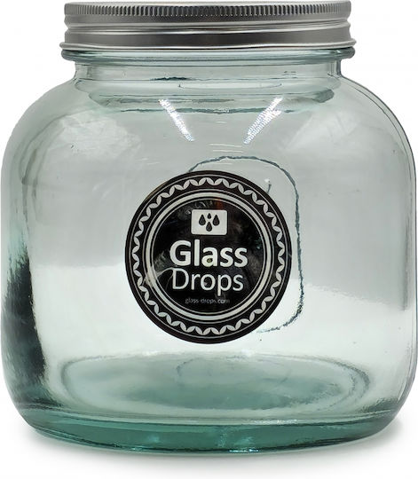 Glass Drops Βάζο Γενικής Χρήσης με Καπάκι Γυάλινο Διάφανο 1000ml Glass Drops Βάζο Γενικής Χρήσης με Καπάκι Γυάλινο Διάφανο 1000ml