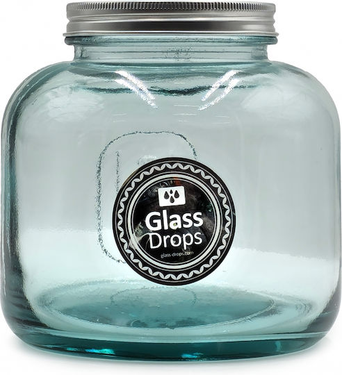Glass Drops Βάζο Γενικής Χρήσης με Καπάκι Γυάλινο Διάφανο 1500ml Glass Drops Βάζο Γενικής Χρήσης με Καπάκι Γυάλινο Διάφανο 1500ml