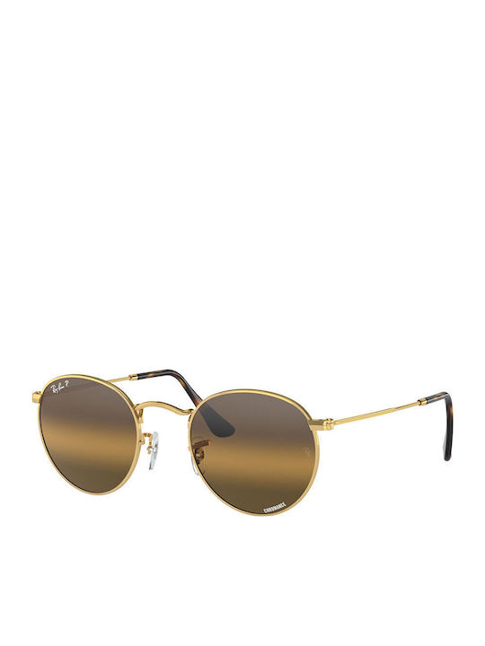 Ray Ban Round Metal Unisex Sunglasses with Gold...