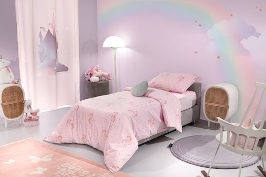 Saint Clair Set Kids Duvet Cover Single with Pillowcase Cotton Pinto pinky 165x225cm