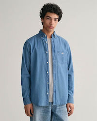 Gant Denim Herrenhemd Normale Passform Blau