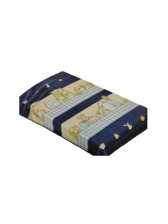 Manterol Casa Blanket Spanish Cot Velvet Blue Blue 100x130cm