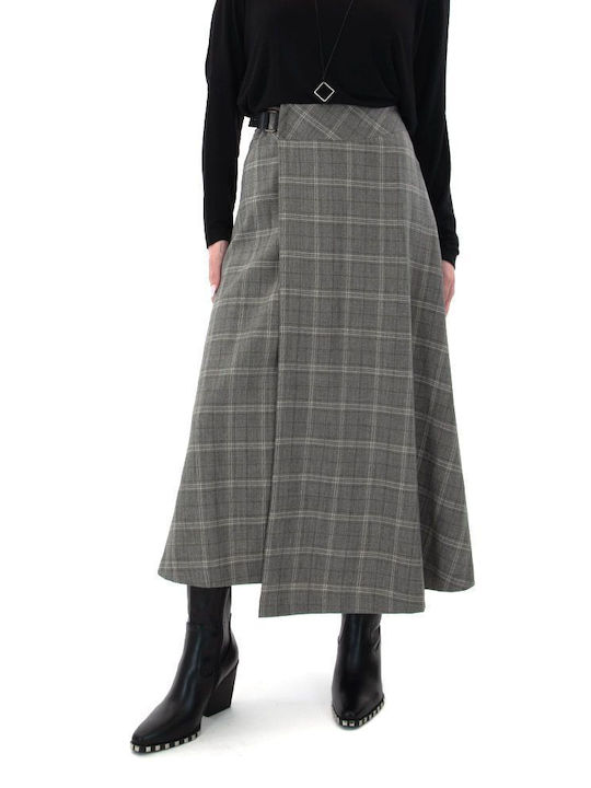 Namaste Maxi Envelope Skirt Checked in Gray color