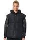 Body Action Women's Short Puffer Jacket for Winter Black