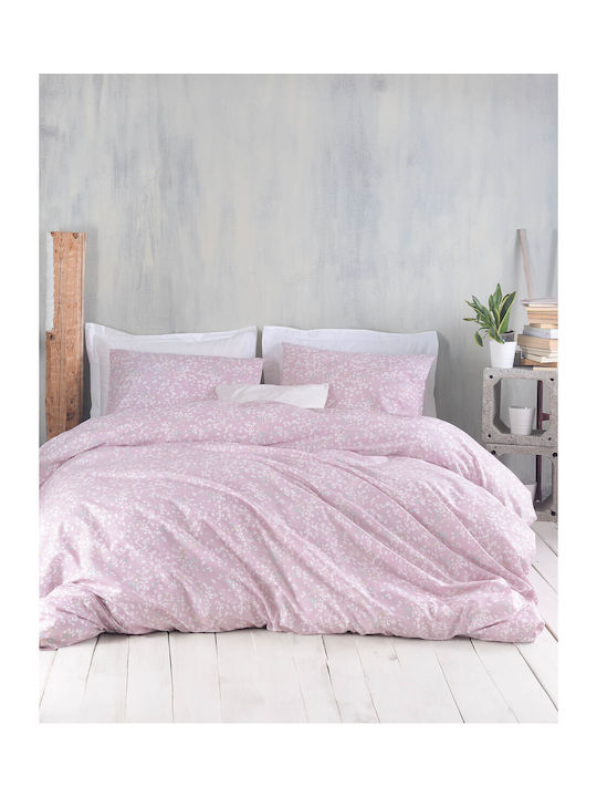 Rythmos Bettbezug-Set Baumwolle Übergröße mit 2 Kissenbezügen 220x250 Harpia Pink
