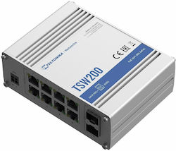 Teltonika TSW200 Unmanaged L2 PoE+ Switch με 10 Θύρες Gigabit (1Gbps) Ethernet και 2 SFP Θύρες