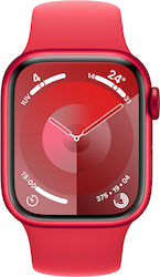 Apple Watch Series 9 Cellular Aluminium 41mm Αδιάβροχο με eSIM και Παλμογράφο ((PRODUCT)RED με (PRODUCT)RED Sport Band (S/M))