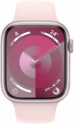 Apple Watch Series 9 Cellular Aluminium 45mm Αδιάβροχο με eSIM και Παλμογράφο (Pink με Light Pink Sport Band (M/L))