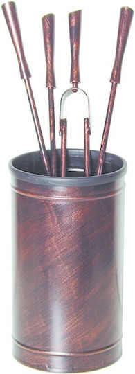 701 Fireplace Tool Set with Bucket Copper