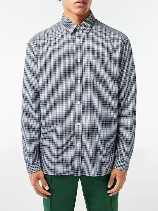 Long-sleeved Flannel Shirt Checked Navy Blue