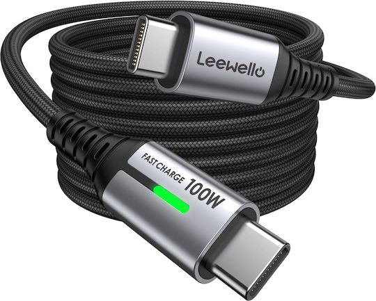 Leewello Lw-204 USB 2.0 Cable USB-C Male - USB-C 100W PD Black 1.2m