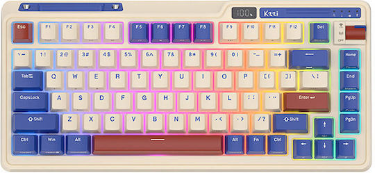 Royal Kludge K75 pro Fără fir Gaming Tastatură Mecanică 75% cu Custom Blue comutatoare și iluminare RGB (Engleză US) Gri