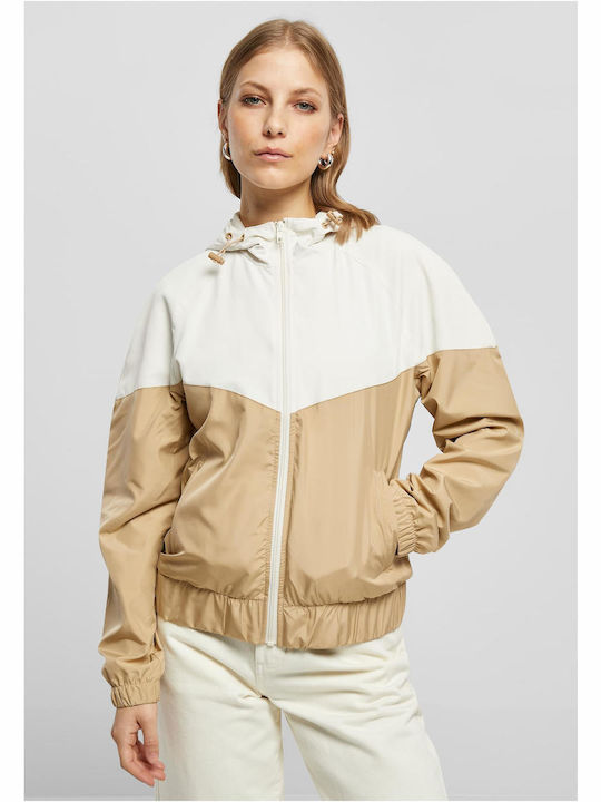 Urban Classics Women's Short Sports Jacket Windproof for Winter Beige