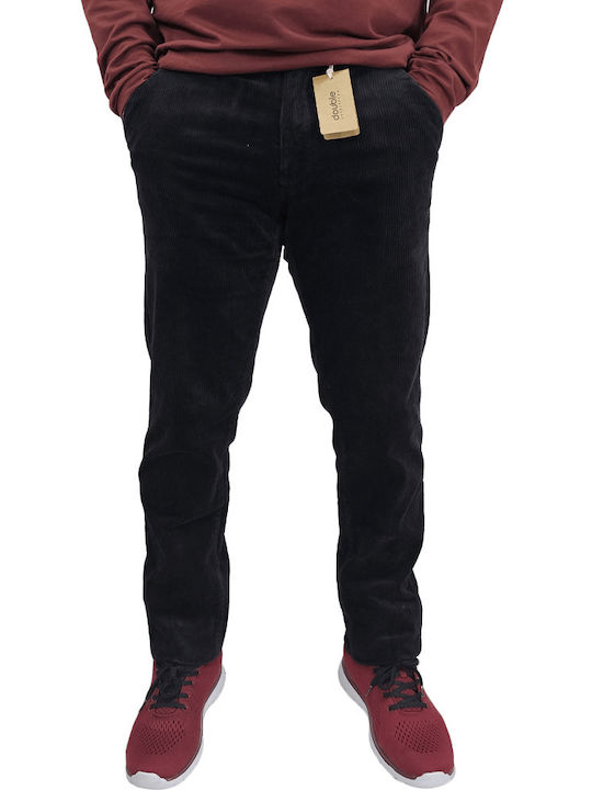 Double Ανδρικό Παντελόνι Chino Slim Fit Μαύρο
