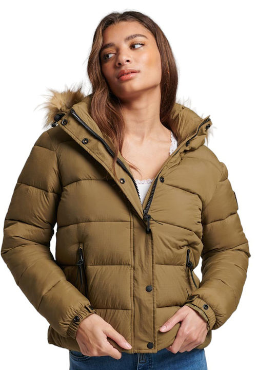 Superdry Women's Short Puffer Jacket for Winter Khaki W5011569A-9ZI