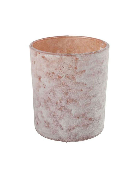 Atmosphera Snow Kerzenhalter Glas in Rosa Farbe 9x10x10cm