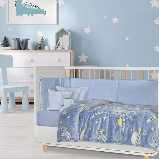 Das Home Κουβέρτα Κούνιας Fleece Μπλε Μπλε 110x150εκ.