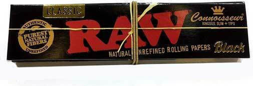 Raw Classic Zigarettenpapiere Schlank King-Size Slim mit Kegelspitzen 32 Blätter 24Stück