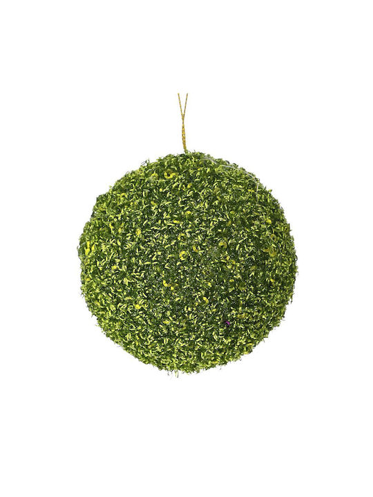Hanging Ball Ornament Ornament Plastic Green with Glitter 8cm Set 24pcs